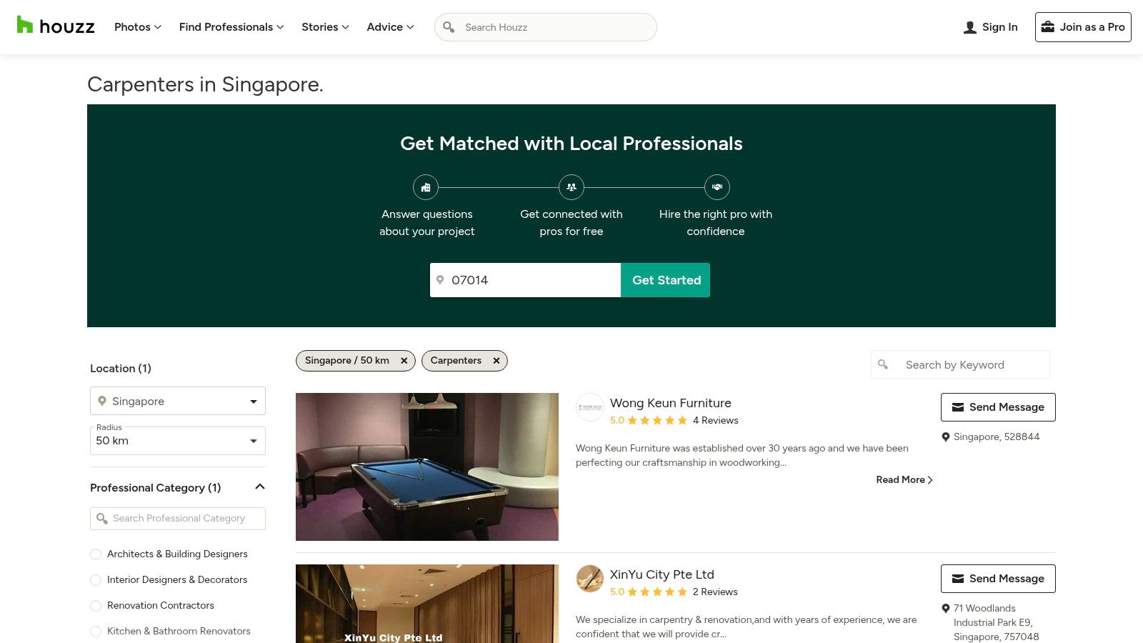 Houzz Singapore – Carpenters Directory
