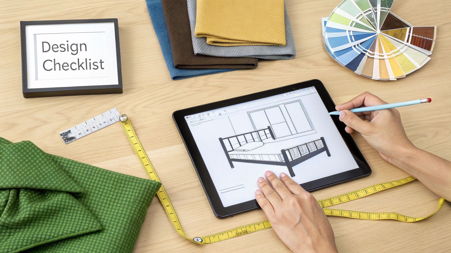 A well-planned bedroom featuring a custom bed frame with integrated storage and lighting, highlighting thoughtful design.