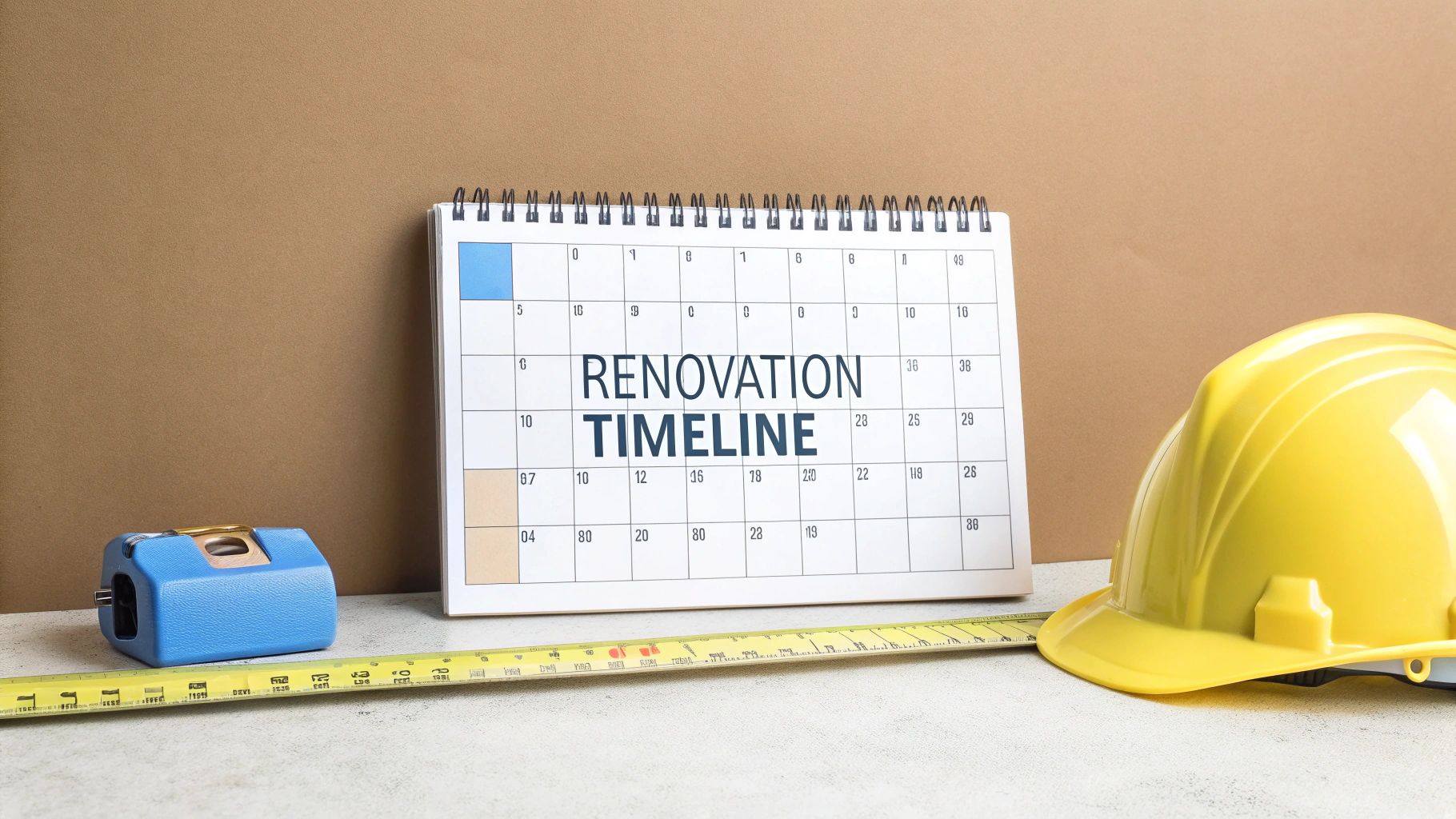 A calendar with project management notes overlaid, symbolizing the planning and timeline of a renovation project.