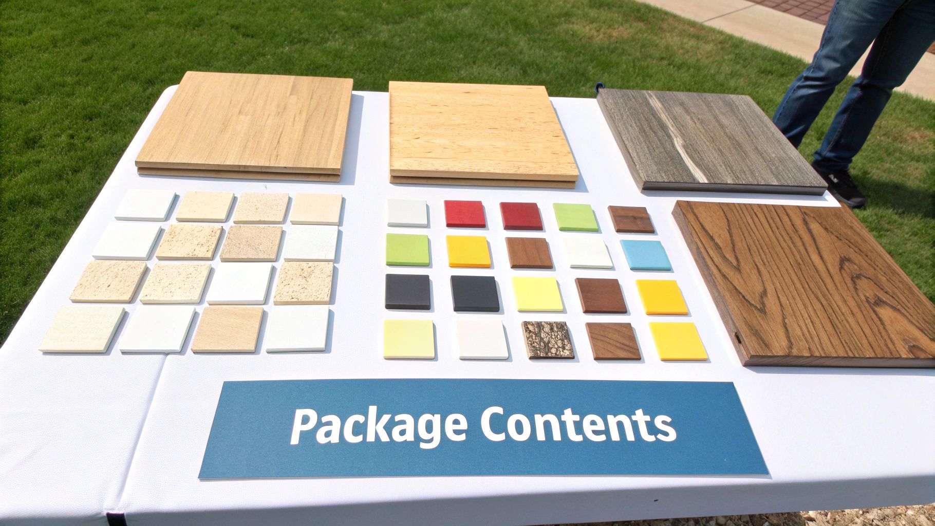 A detailed interior design blueprint being reviewed on a wooden table.