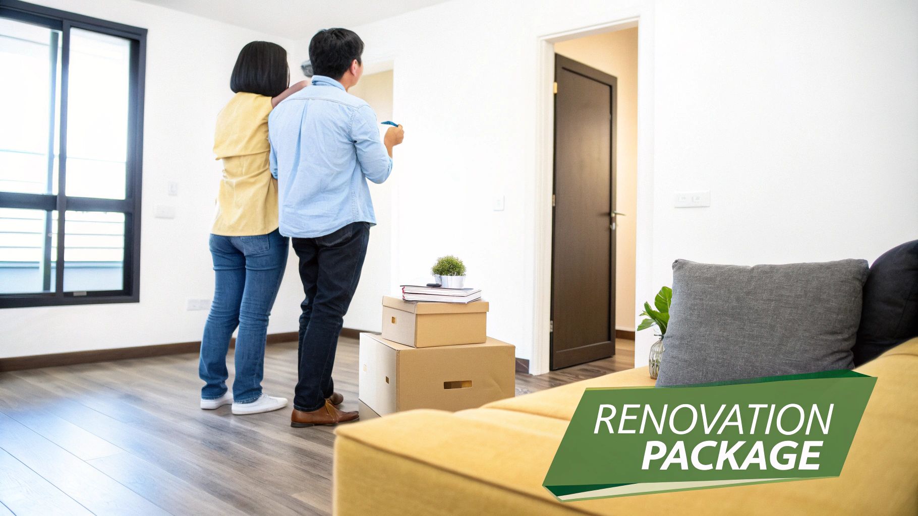 A modern and minimalist BTO apartment living room featuring light wood tones and clean lines.