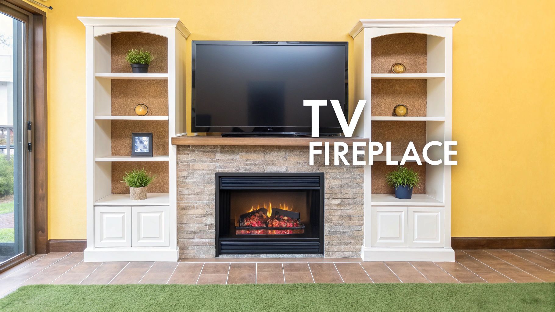 Stone Accent Wall with TV as Focal Point