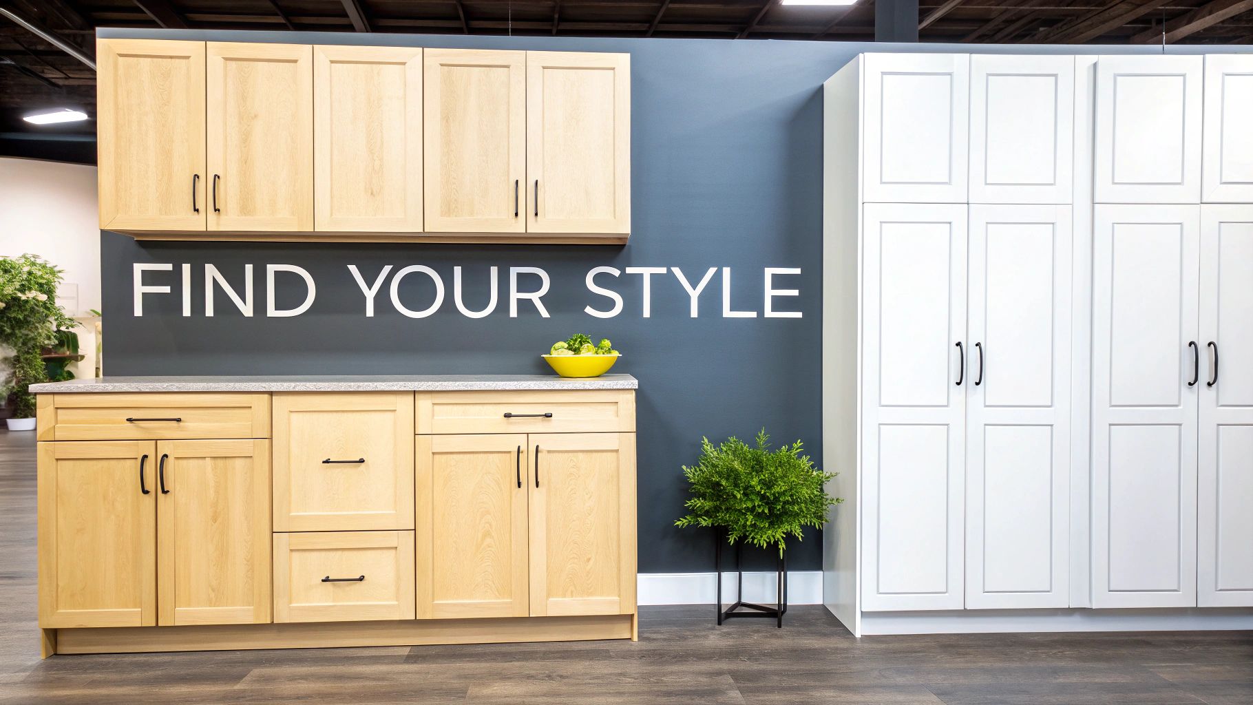 Modern kitchen with flat-panel wooden cabinets and sleek finishes.