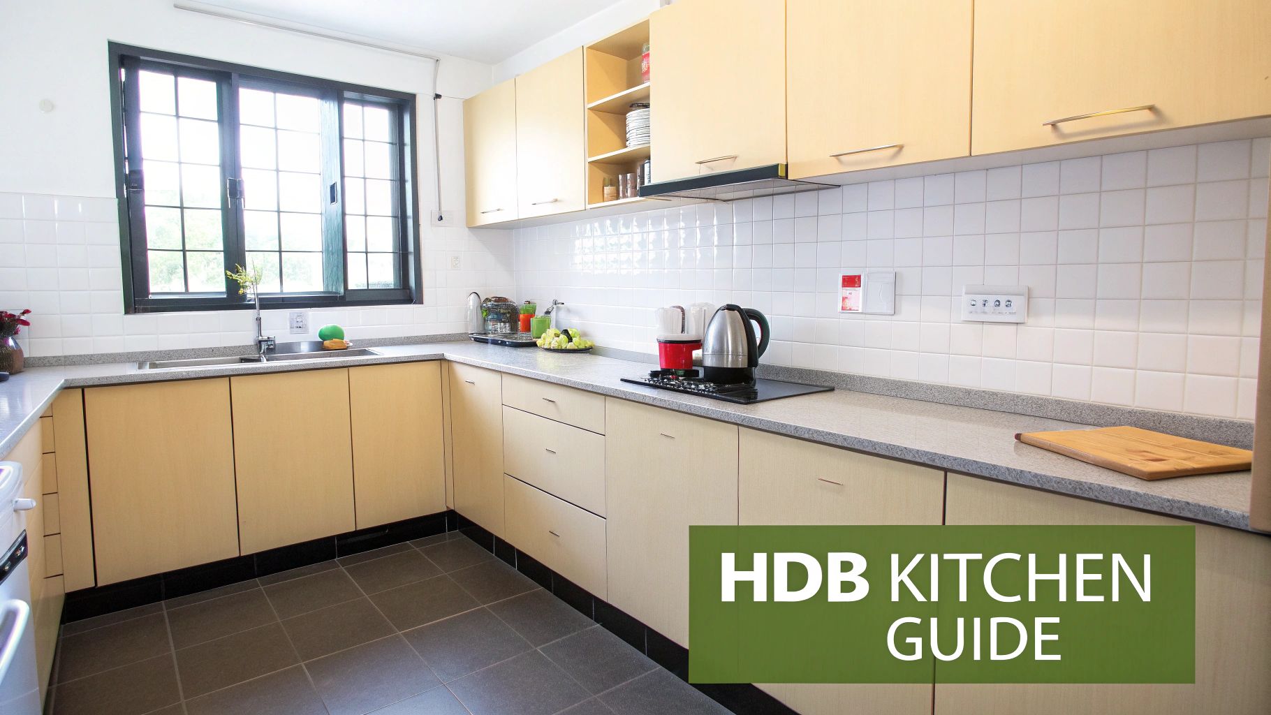A modern and functional HDB kitchen with sleek, well-designed cabinets.
